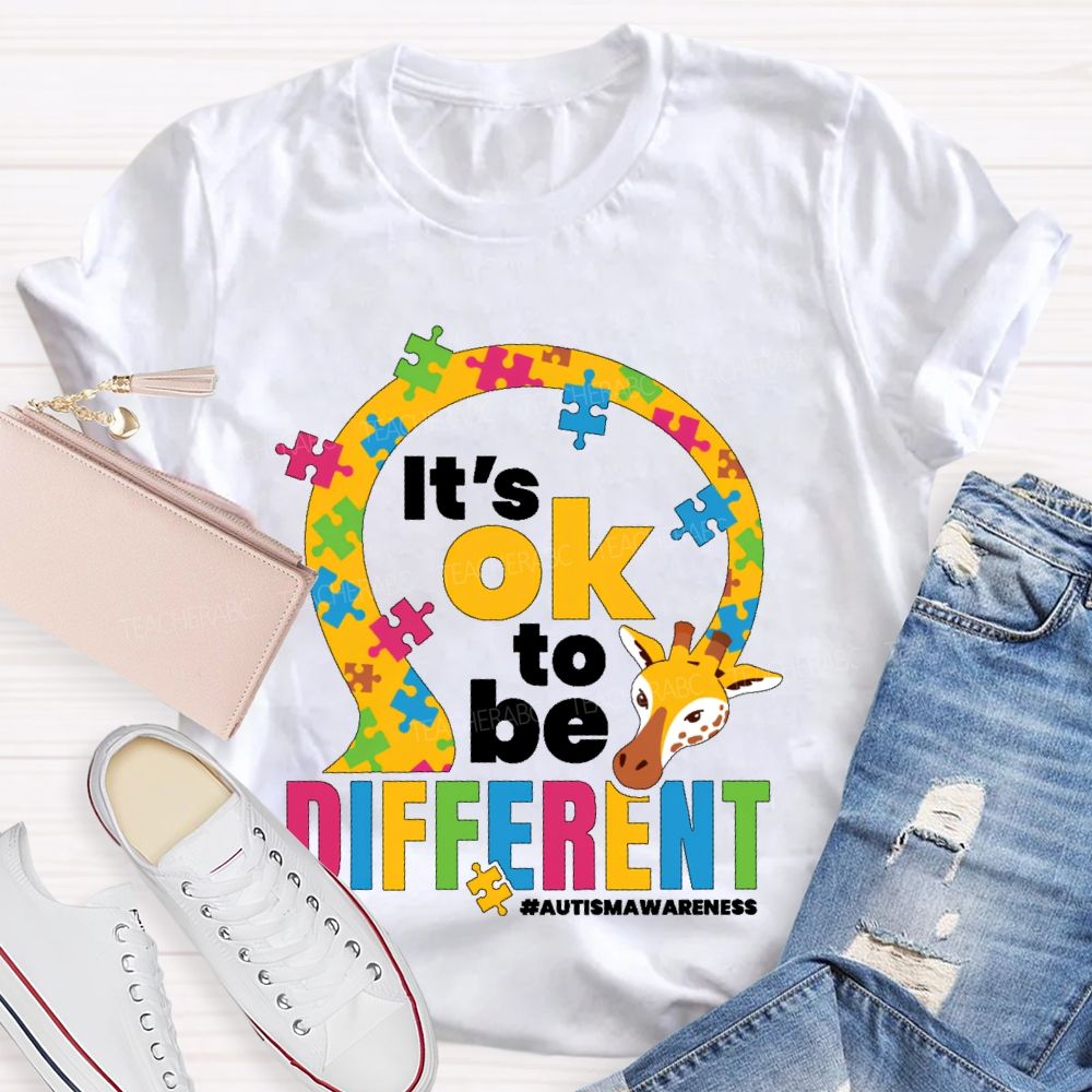 It's Ok To Be Different Autism Awareness Graphic Teacher T-shirt
