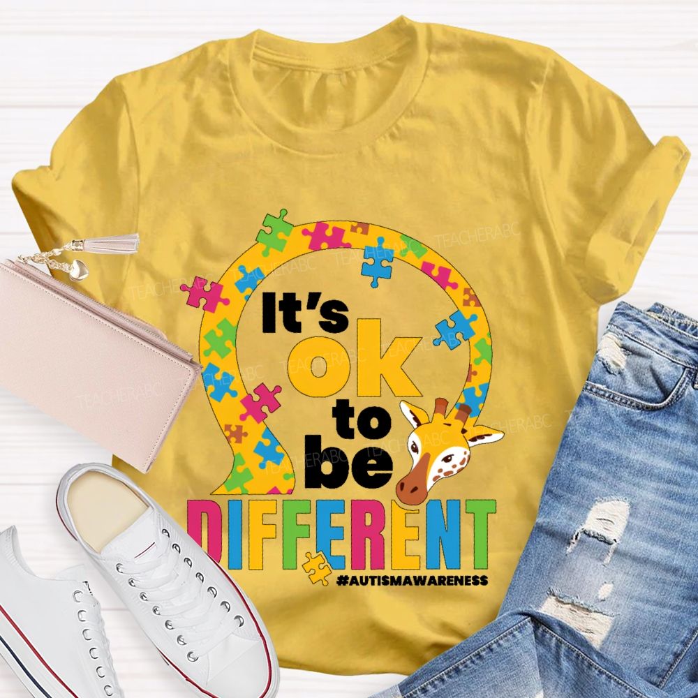 It's Ok To Be Different Autism Awareness Graphic Teacher T-shirt
