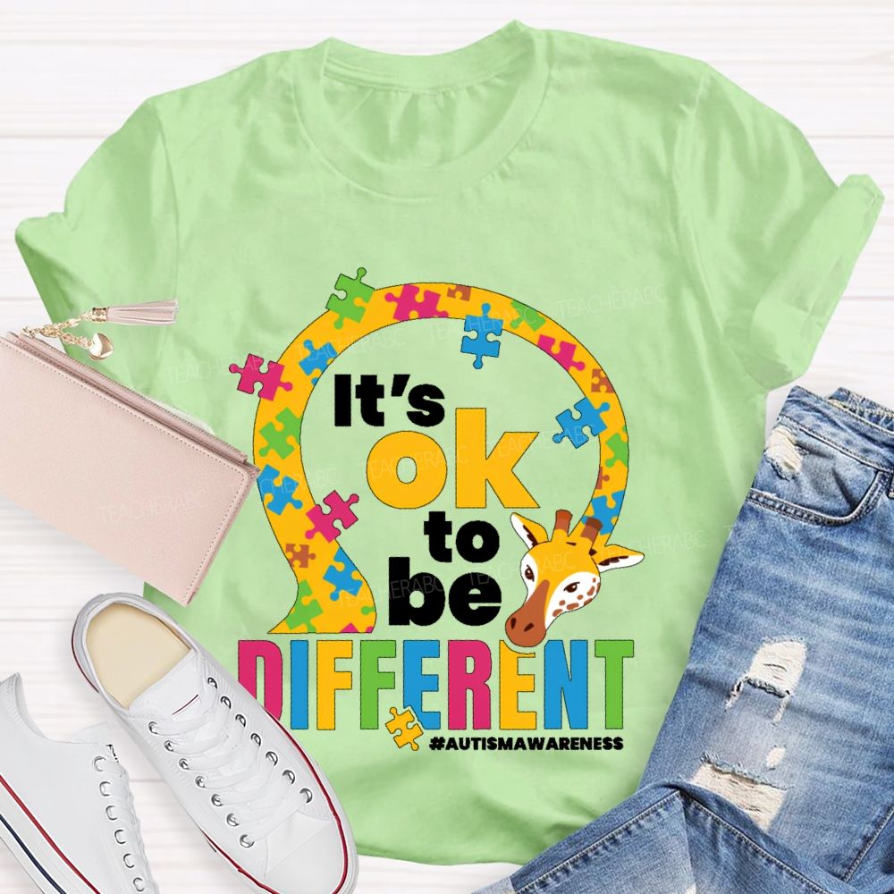 It's Ok To Be Different Autism Awareness Graphic Teacher T-shirt