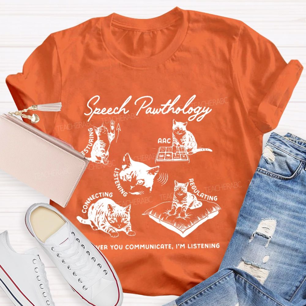 Speech Pawthology Gesturing Teacher T-shirt