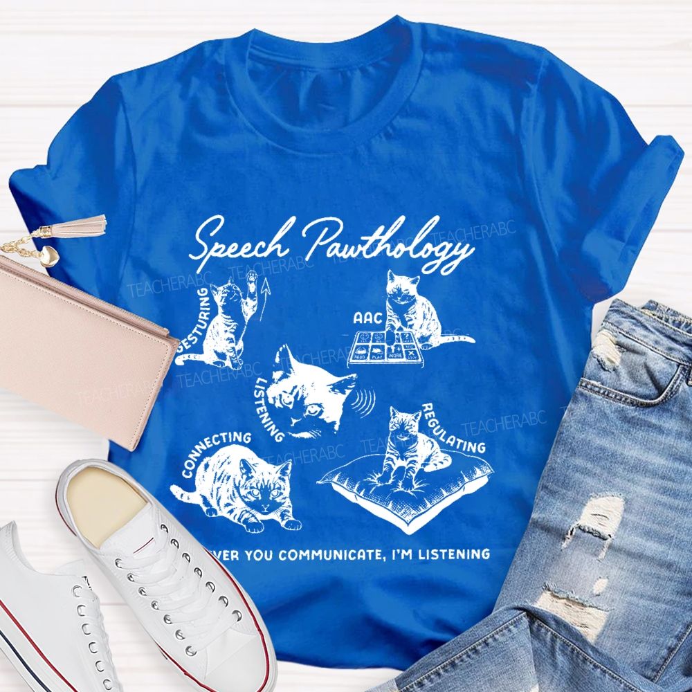 Speech Pawthology Gesturing Teacher T-shirt