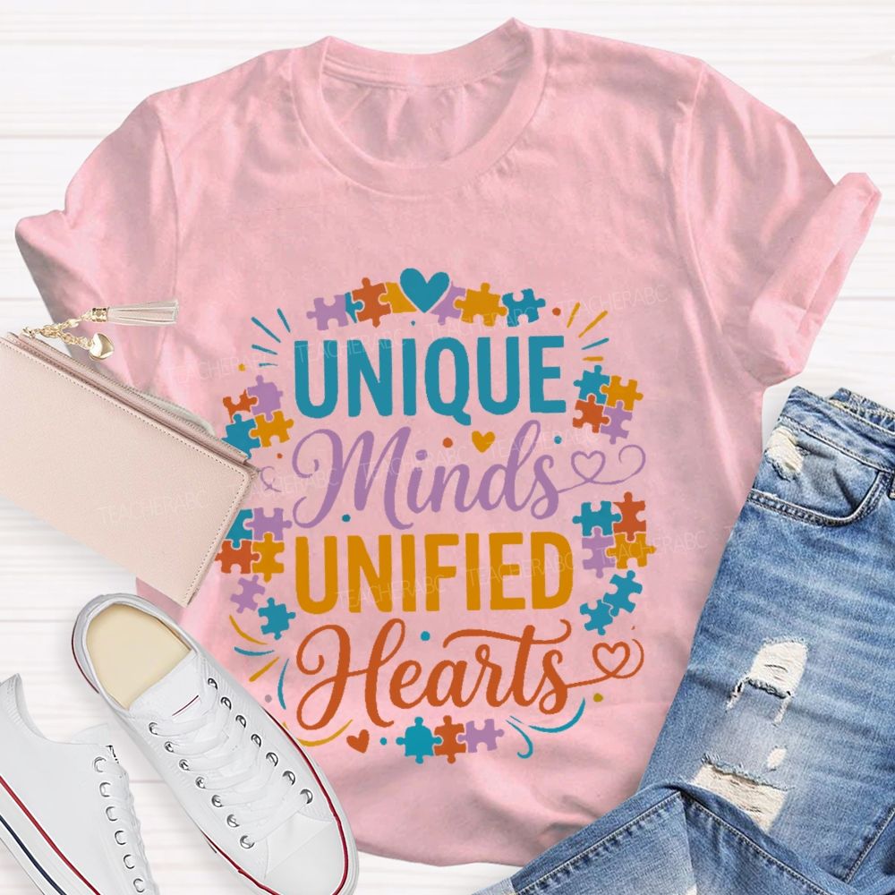 Unique Minds Unified Hearts Teacher T-shirt