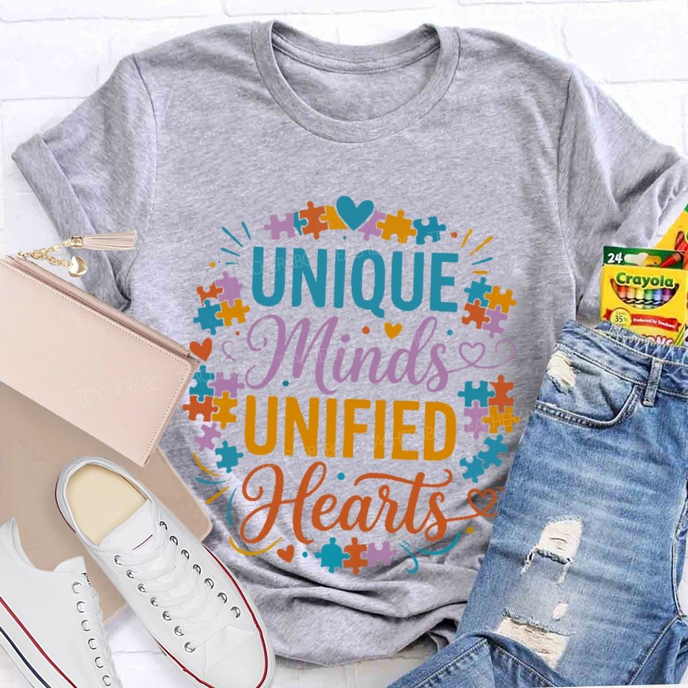 Unique Minds Unified Hearts Teacher T-shirt