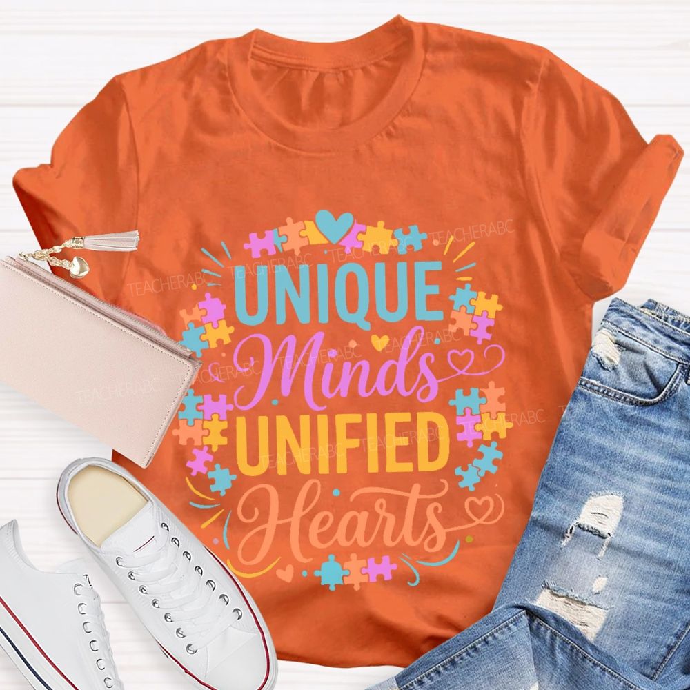 Unique Minds Unified Hearts Teacher T-shirt