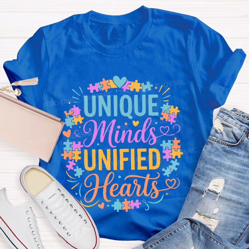 Unique Minds Unified Hearts Teacher T-shirt