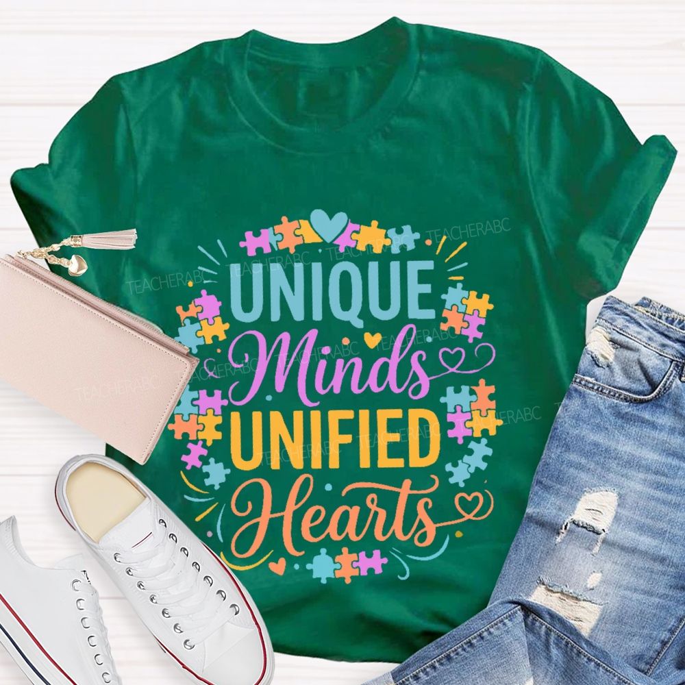 Unique Minds Unified Hearts Teacher T-shirt