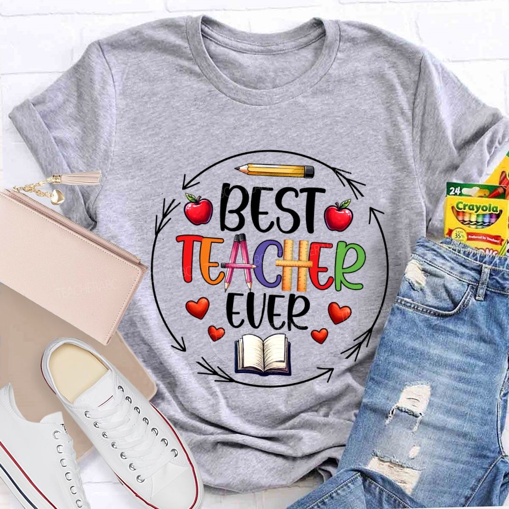 Best Teacher Ever Apple Pencil Teacher T-Shirt