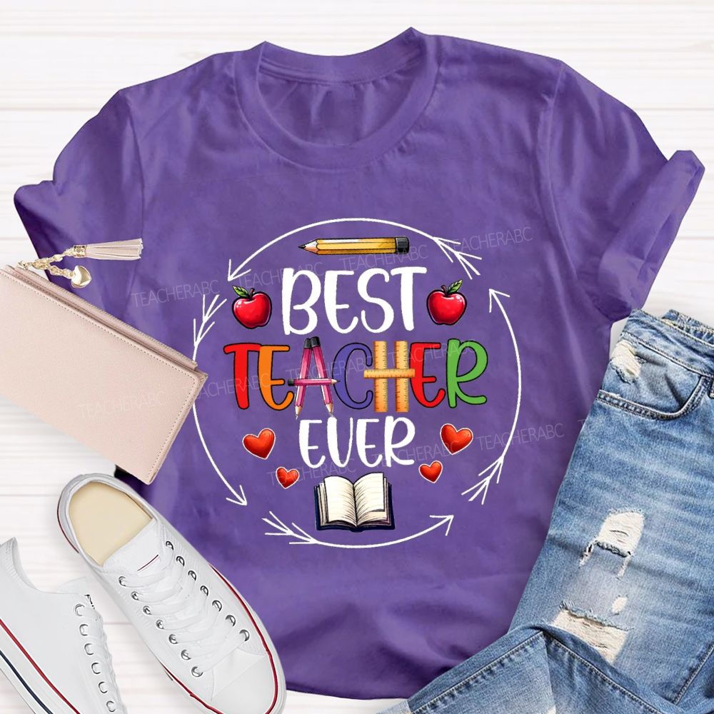 Best Teacher Ever Apple Pencil Teacher T-Shirt