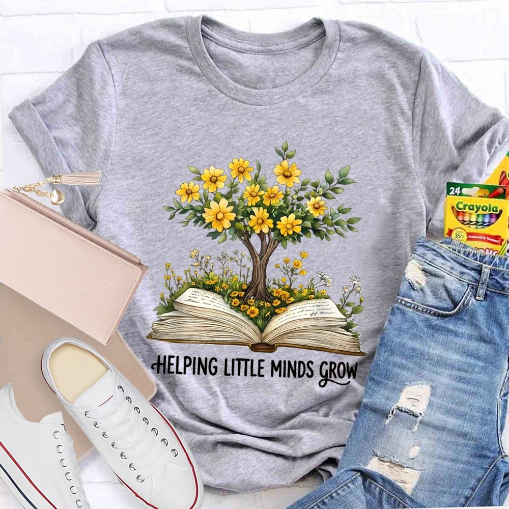 Helping Little Minds Grow Books Tree Teacher T-shirt