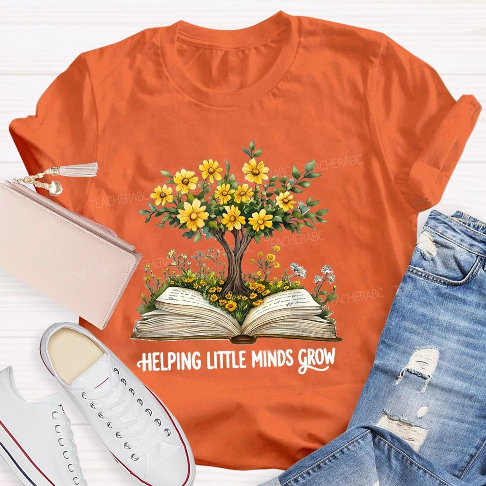 Helping Little Minds Grow Books Tree Teacher T-shirt