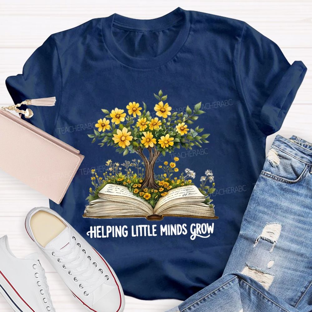 Helping Little Minds Grow Books Tree Teacher T-shirt