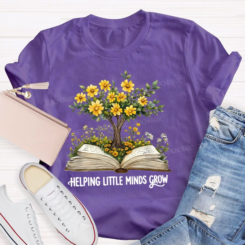 Helping Little Minds Grow Books Tree Teacher T-shirt