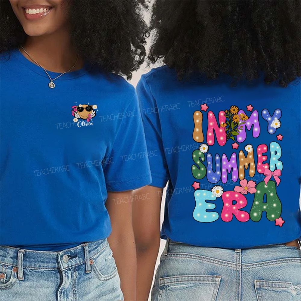 Personalized Name In My Summer Era And Flowers Double Printed T-shirt