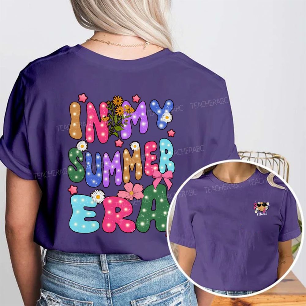 Personalized Name In My Summer Era And Flowers Double Printed T-shirt