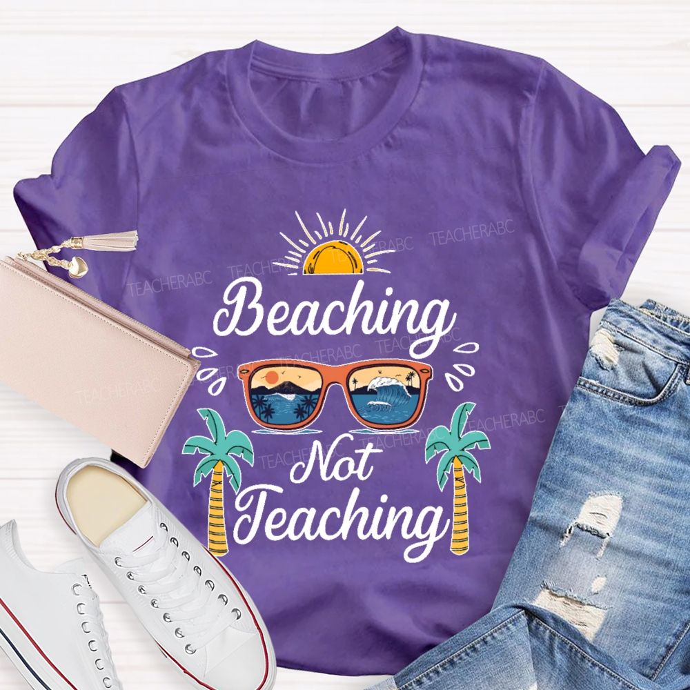 Beaching Not Teaching Pattern Teacher T-shirt