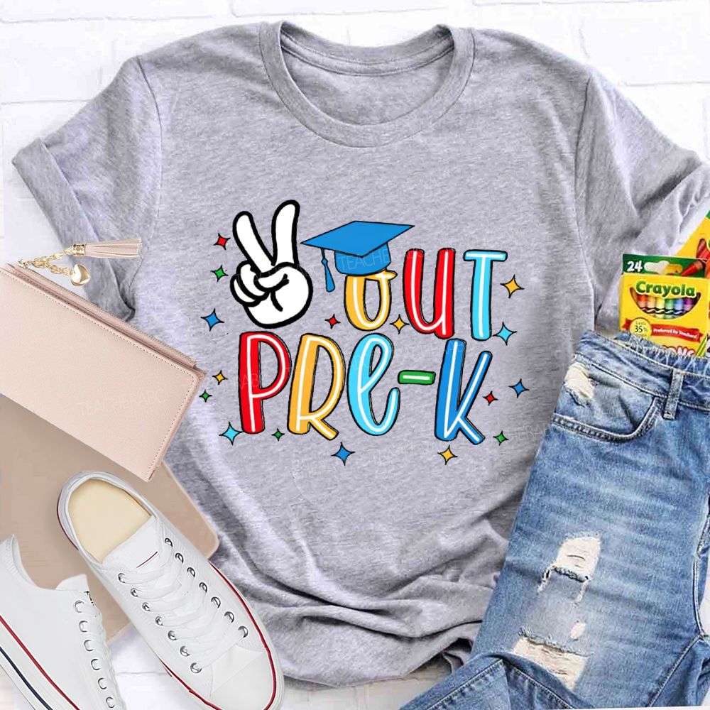 Personalized Grade Peace Out Pre-K Teacher T-shirt