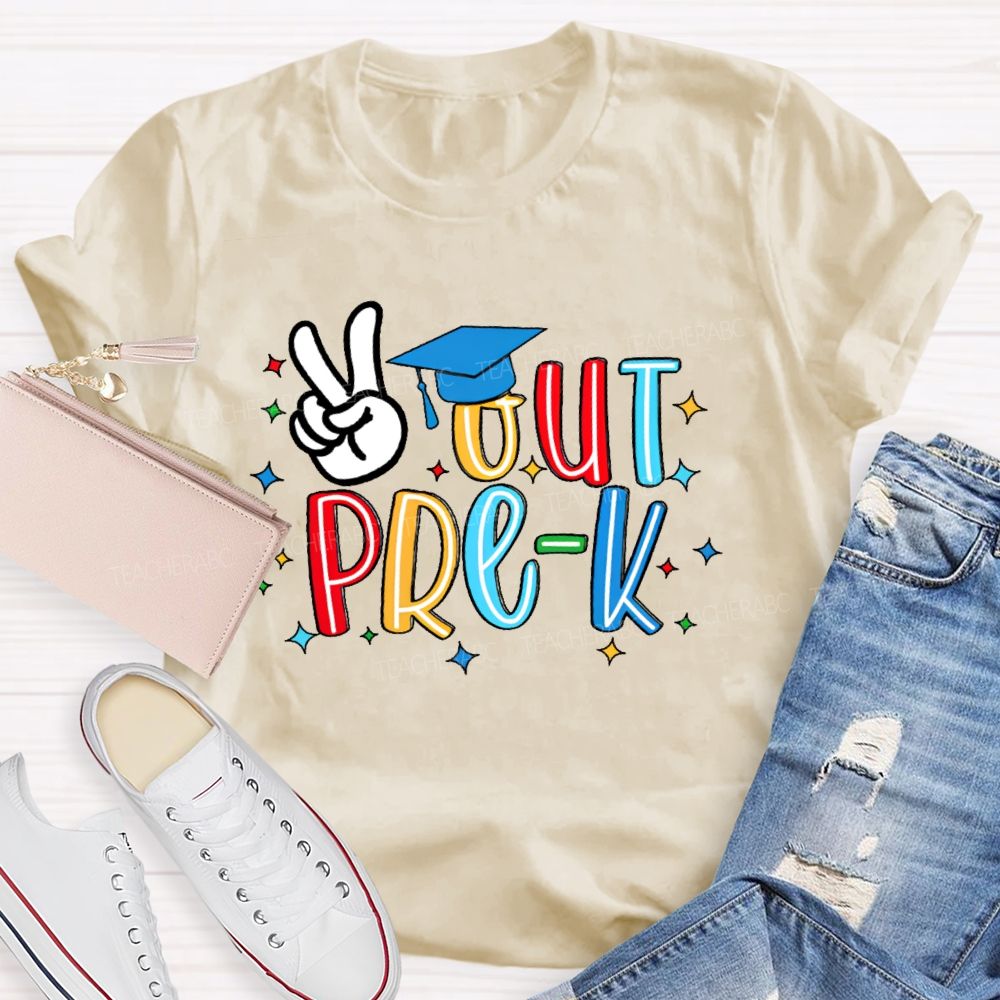 Personalized Grade Peace Out Pre-K Teacher T-shirt