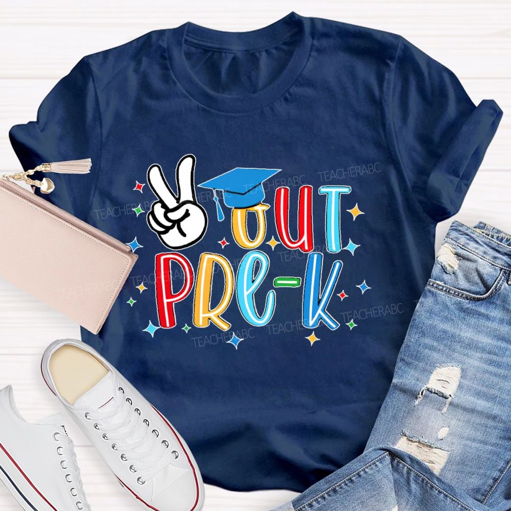 Personalized Grade Peace Out Pre-K Teacher T-shirt