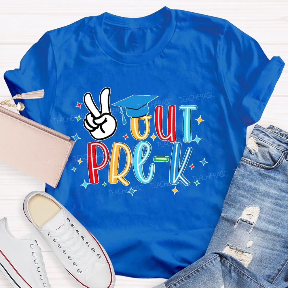Personalized Grade Peace Out Pre-K Teacher T-shirt