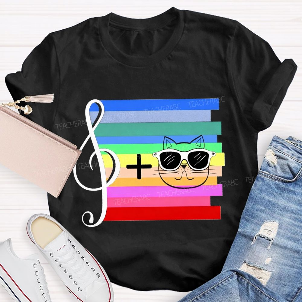 Musical Notes And Cats Teacher T-shirt