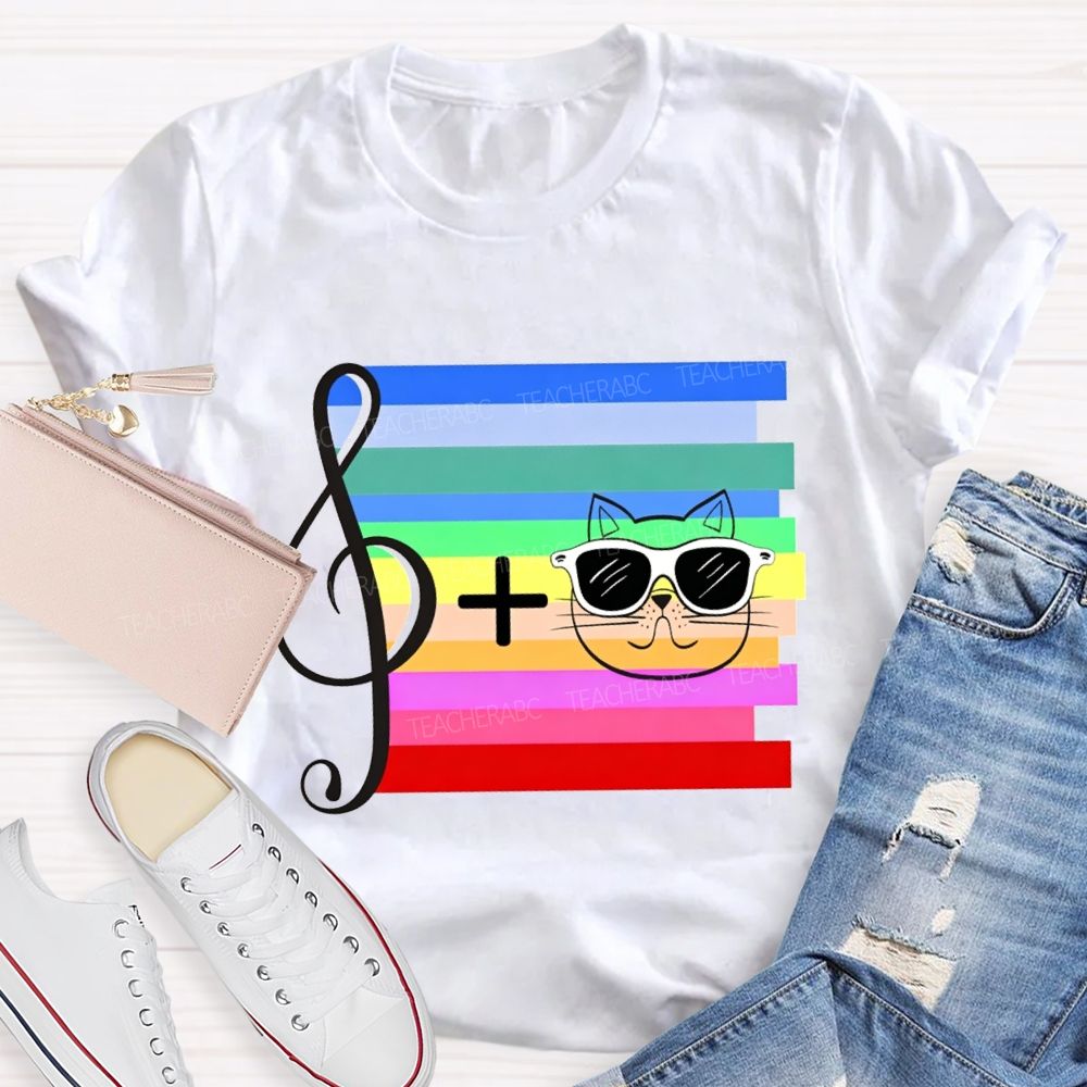 Musical Notes And Cats Teacher T-shirt