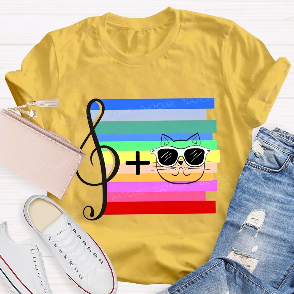 Musical Notes And Cats Teacher T-shirt