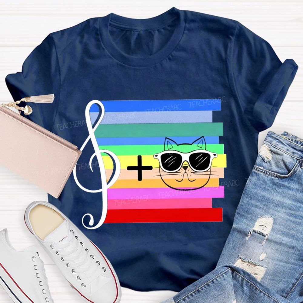 Musical Notes And Cats Teacher T-shirt