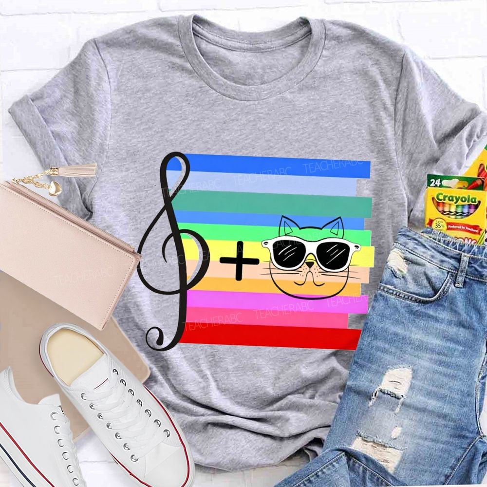 Musical Notes And Cats Teacher T-shirt