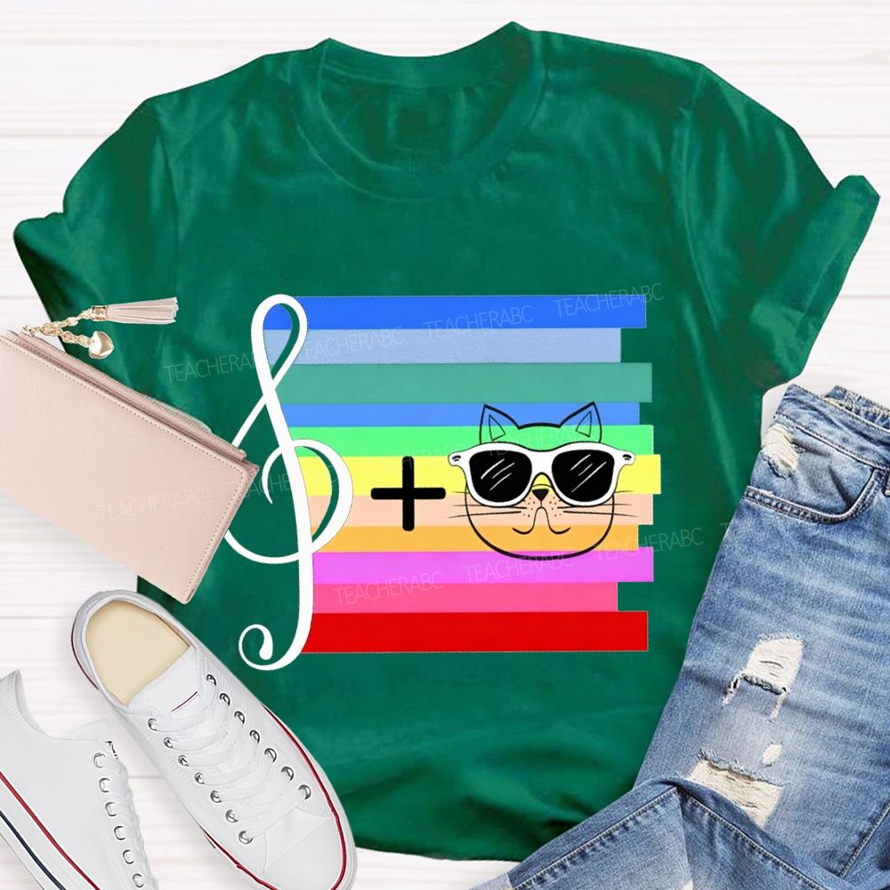 Musical Notes And Cats Teacher T-shirt