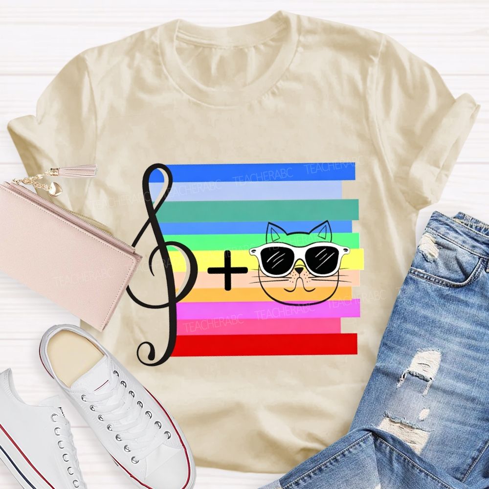 Musical Notes And Cats Teacher T-shirt
