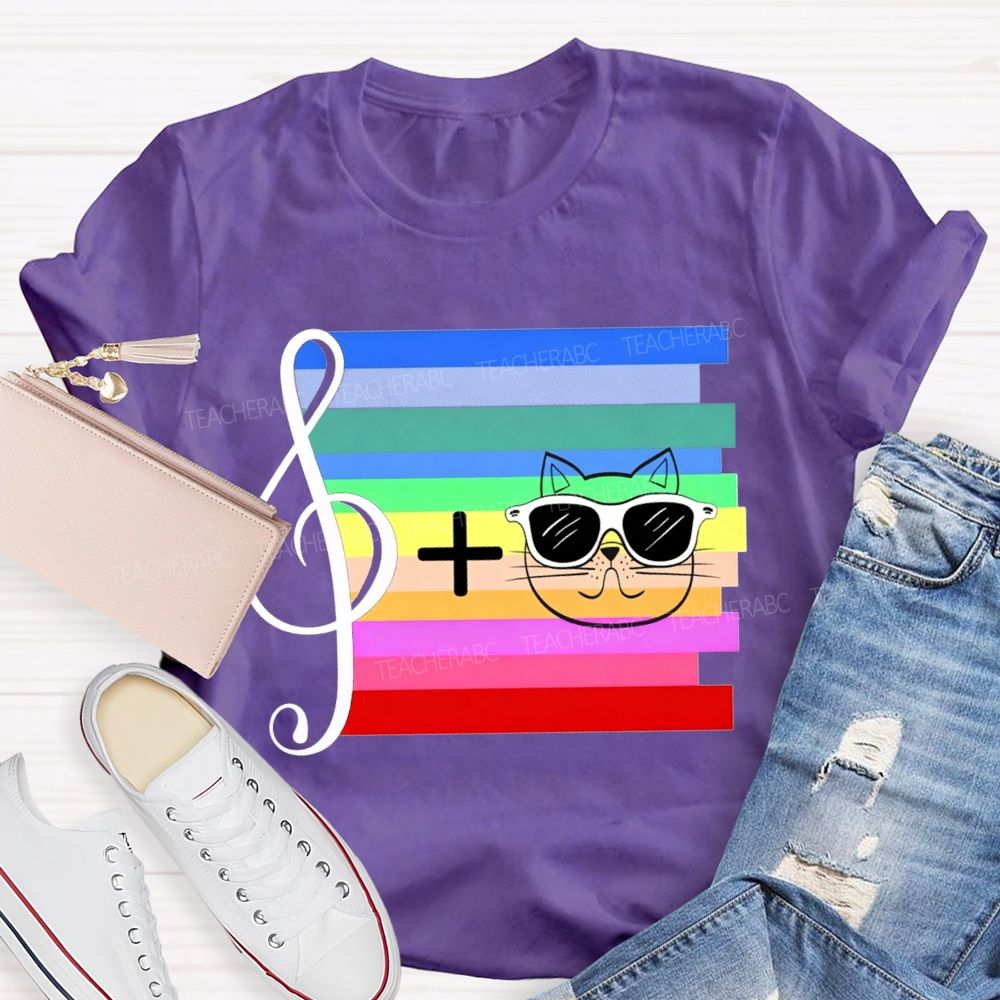 Musical Notes And Cats Teacher T-shirt
