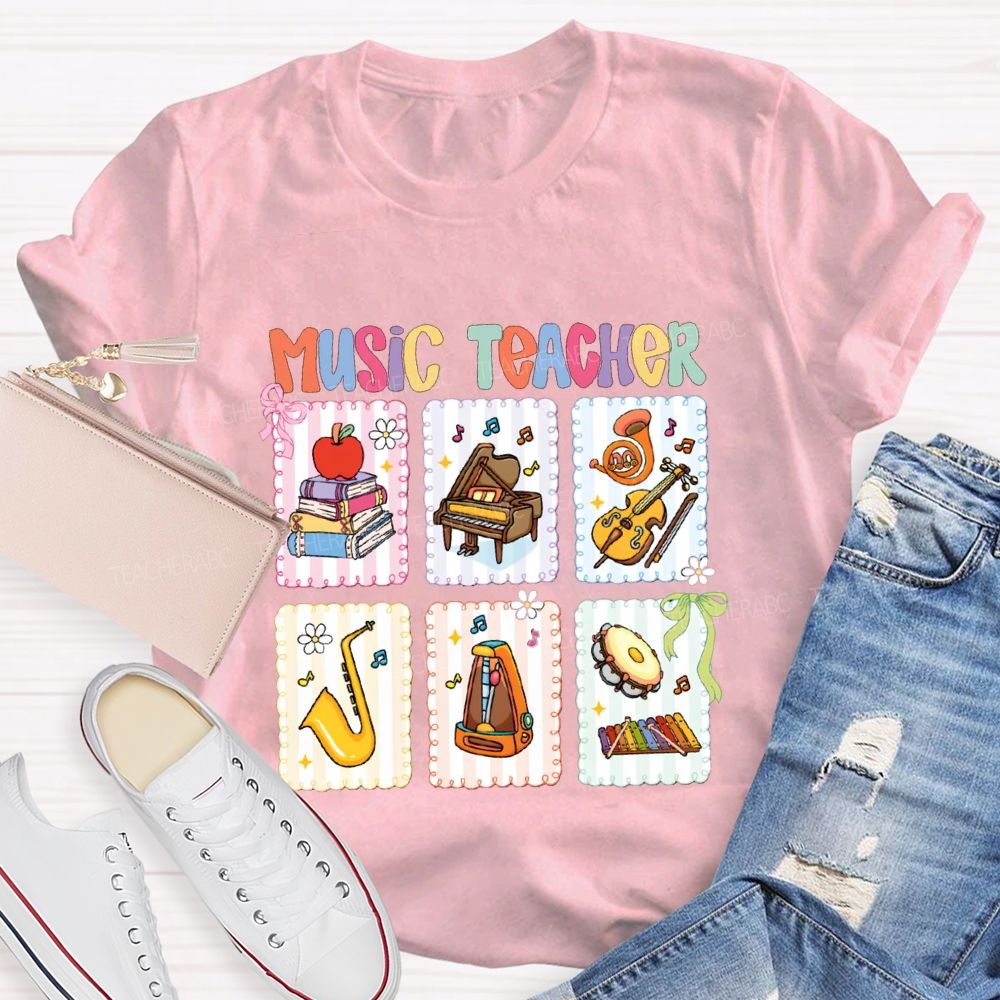 Music Teacher And Various Musical Instruments Teacher T-shirt
