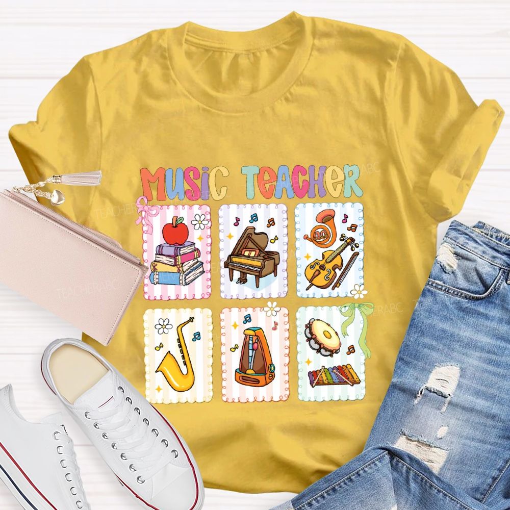 Music Teacher And Various Musical Instruments Teacher T-shirt