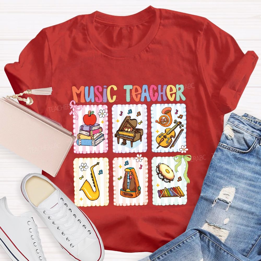 Music Teacher And Various Musical Instruments Teacher T-shirt
