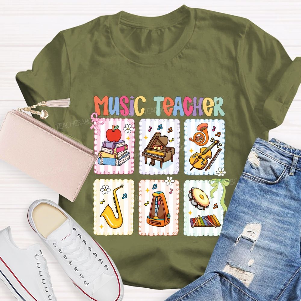Music Teacher And Various Musical Instruments Teacher T-shirt