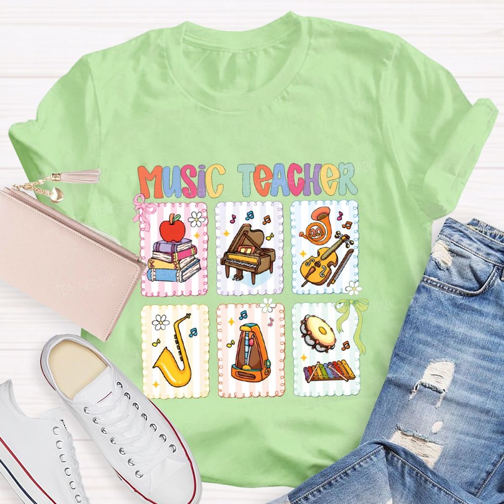 Music Teacher And Various Musical Instruments Teacher T-shirt