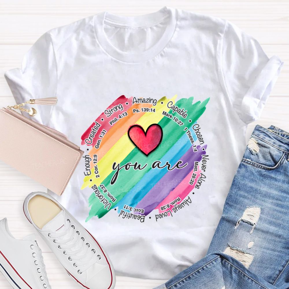You Are Strong Amazing Capable Chosen Never Alone Teacher T-shirt