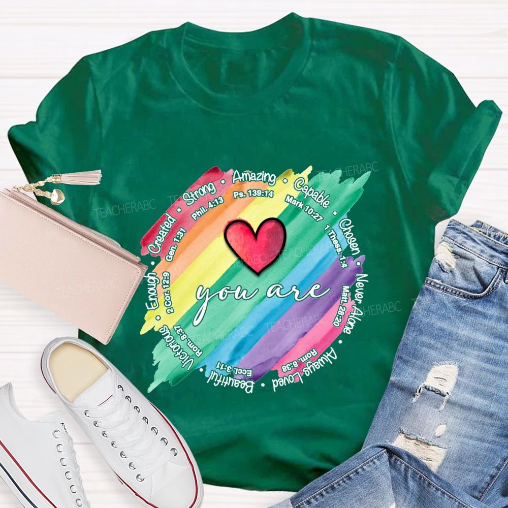 You Are Strong Amazing Capable Chosen Never Alone Teacher T-shirt