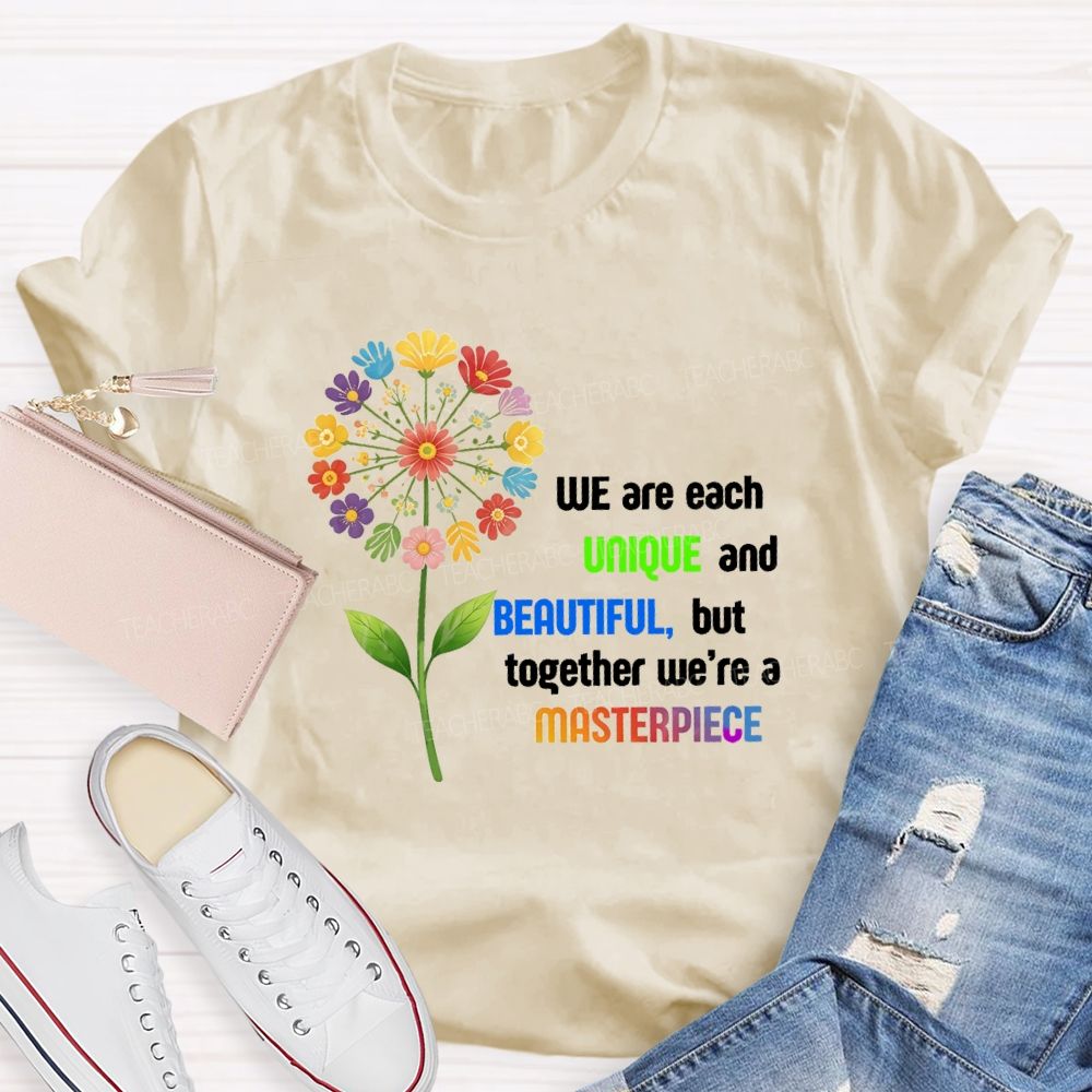 We Are Each Unique And Beautiful Floral Dandelion Teacher T-shirt