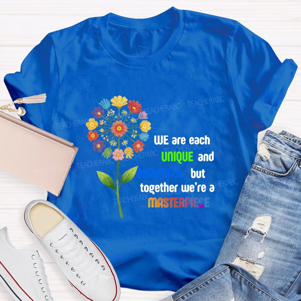 We Are Each Unique And Beautiful Floral Dandelion Teacher T-shirt