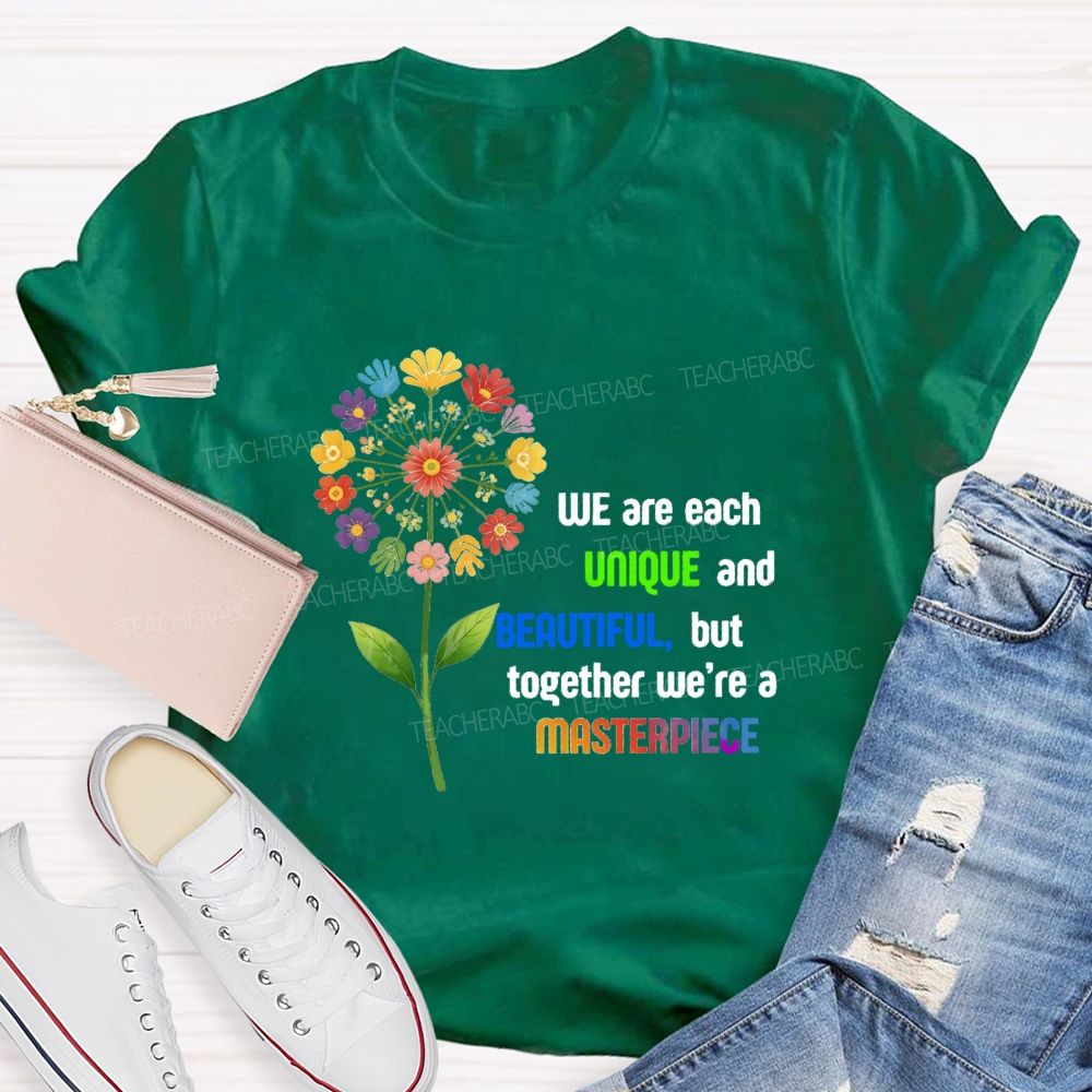 We Are Each Unique And Beautiful Floral Dandelion Teacher T-shirt