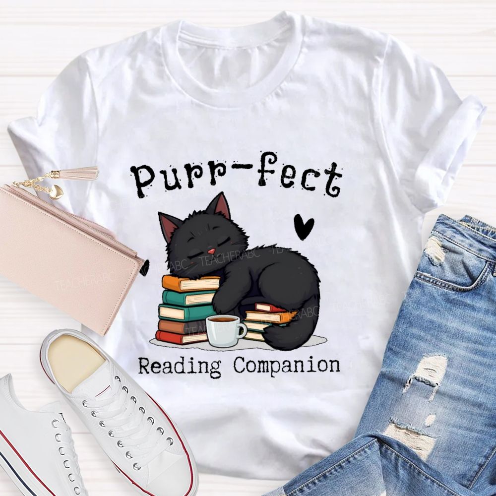 Purr-fect Reading Companion Teacher T-shirt