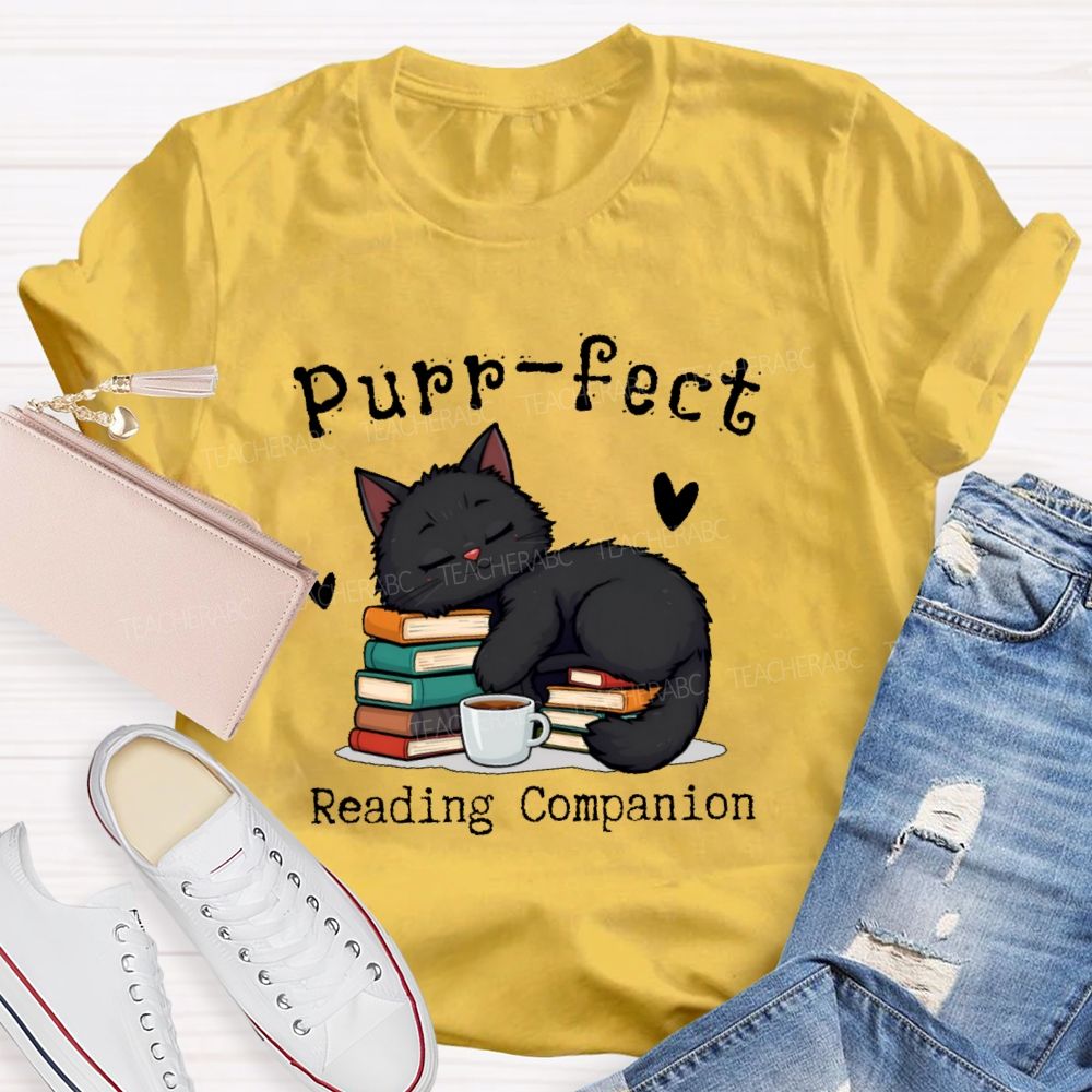 Purr-fect Reading Companion Teacher T-shirt