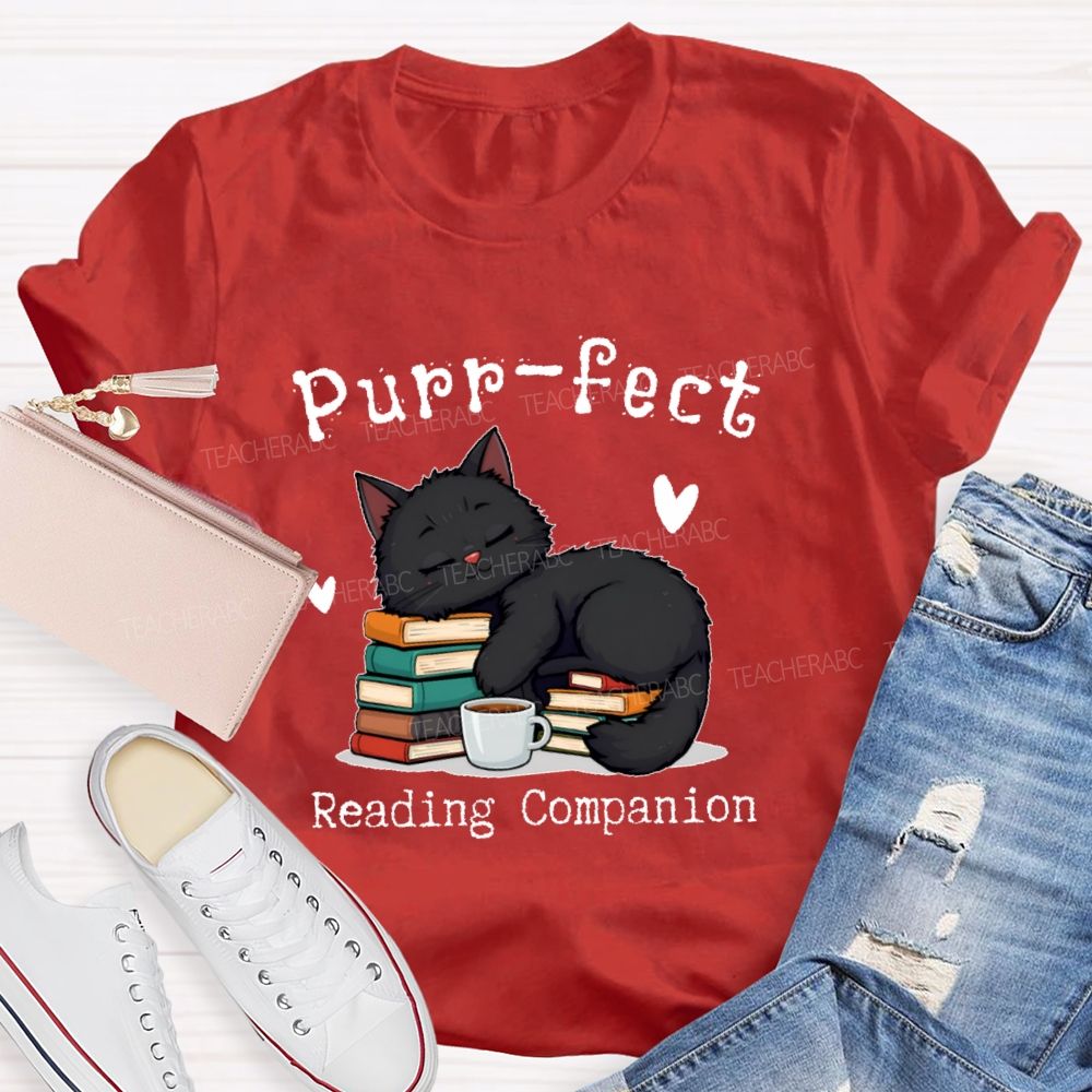 Purr-fect Reading Companion Teacher T-shirt