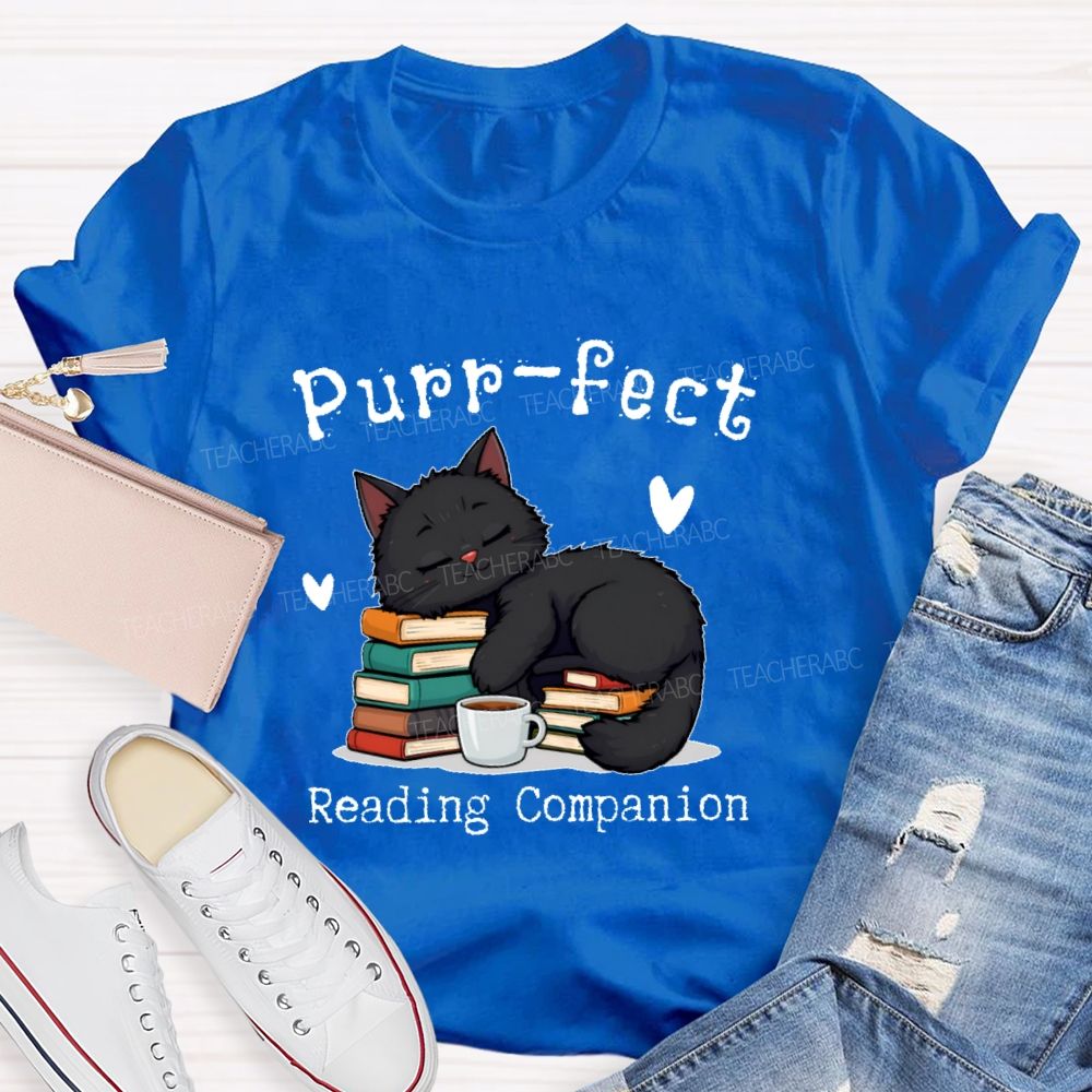 Purr-fect Reading Companion Teacher T-shirt