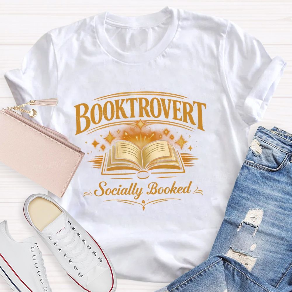 Booktrovert Socially Booked Teacher T-shirt