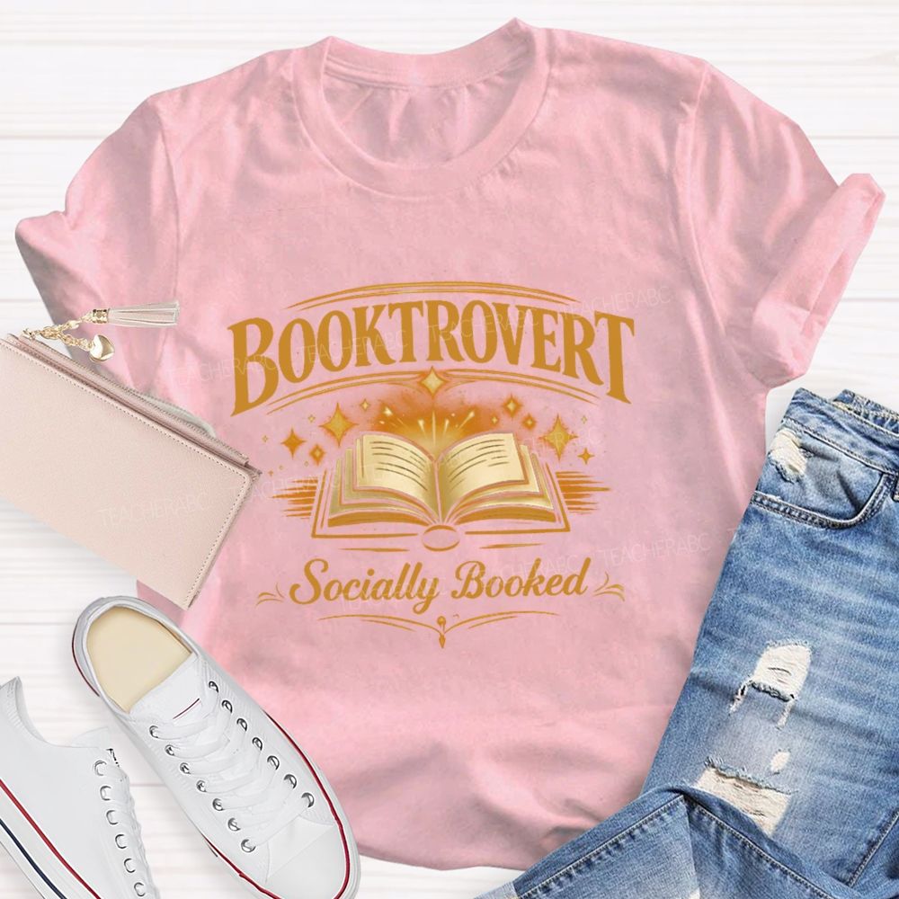 Booktrovert Socially Booked Teacher T-shirt