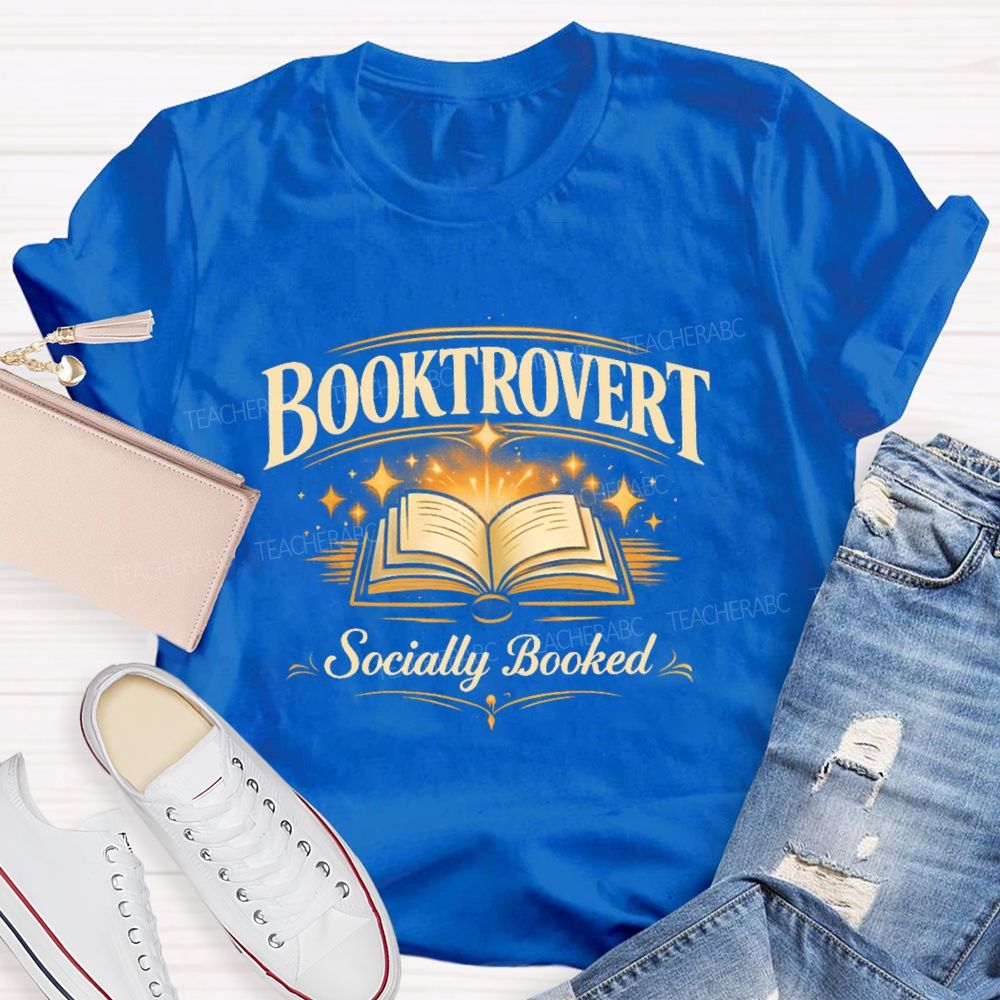 Booktrovert Socially Booked Teacher T-shirt