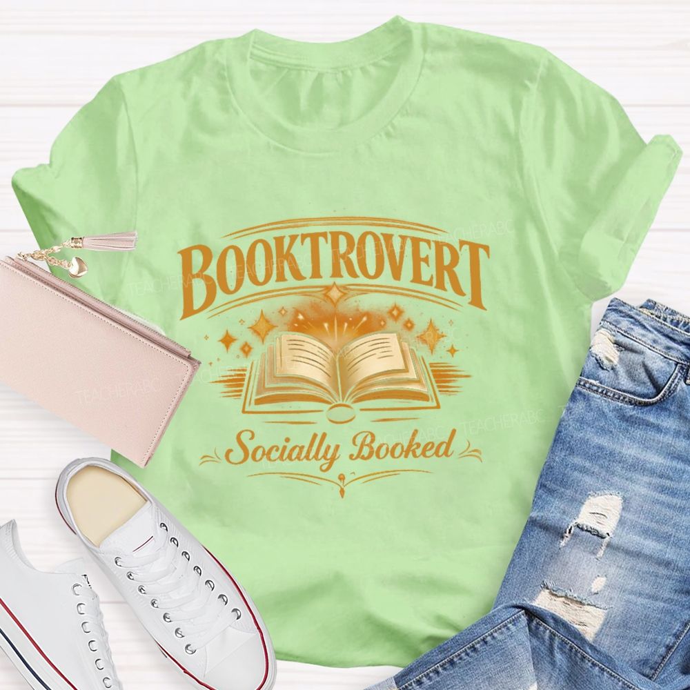 Booktrovert Socially Booked Teacher T-shirt
