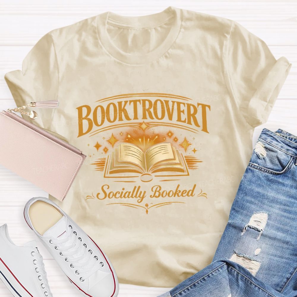 Booktrovert Socially Booked Teacher T-shirt